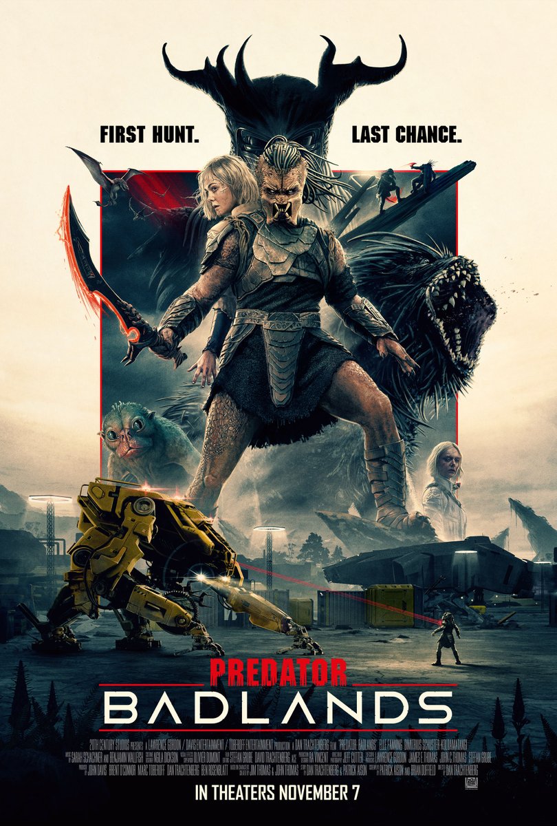 adamhlavac's tweet image. PREDATOR: BADLANDS, from @DannyTRS, premieres in 3D, IMAX, Dolby, and other premium formats on November 7!