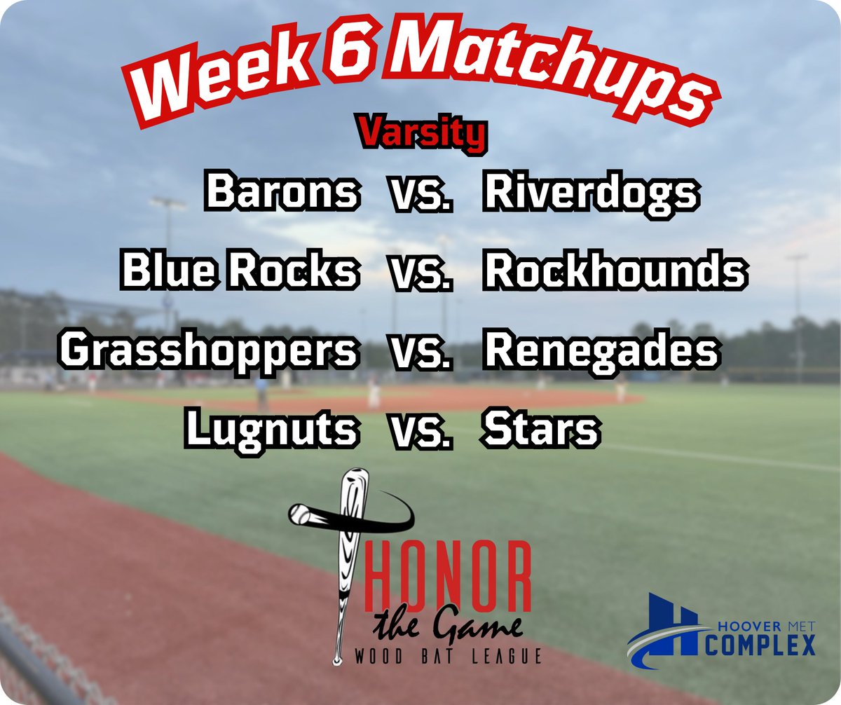Week 6 kicks off with the varsity league playing two today. 

Last two weeks of the regular season before playoffs. Who's going to finish strong?