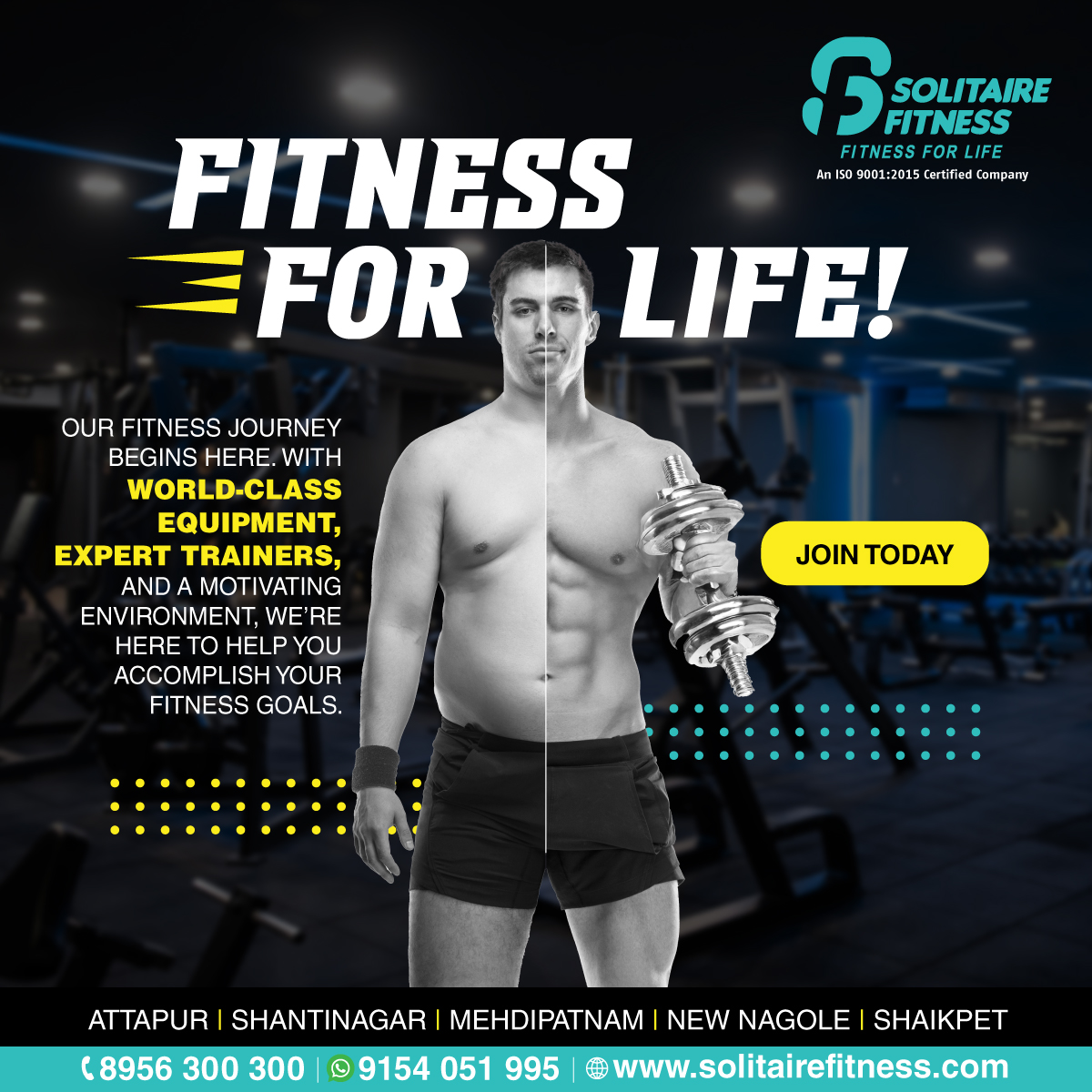 SolitaireFit's tweet photo. FITNESS FOR LIFE begins at Solitaire Fitness!
Step into a world of strength, motivation, and transformation — with world-class equipment, expert trainers, and the energy that keeps you going every day.
#SolitaireFitness #FitnessForLife #JoinTheMovement #HyderabadGyms https://t.co/ktezVXNzS9