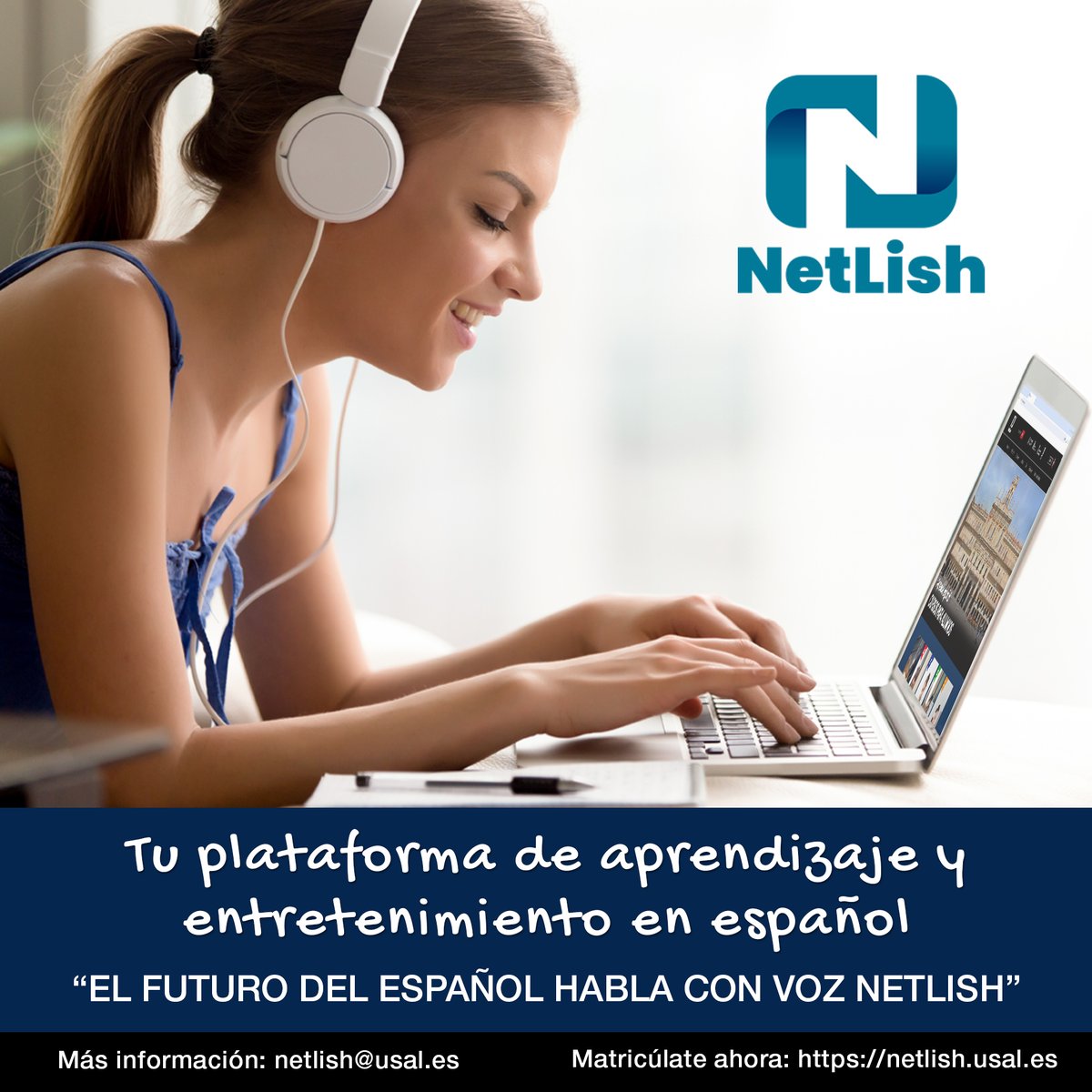 netlish's tweet photo. 🌟 Aprende español de forma dinámica con NetLish, la plataforma de la Universidad de Salamanca. Contenidos interactivos, comunidad global y mucho más. ¡Da el siguiente paso en tu formación! 🚀

#NetLish #Español #USAL #EducaciónDigital #AprenderEspañol https://t.co/eO2uXCaAmu