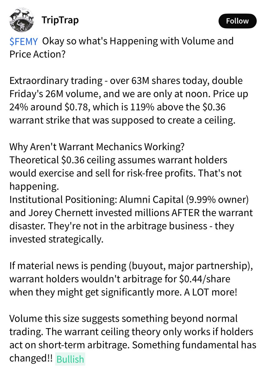 $FEMY OK so what’s happening with volume and price action??