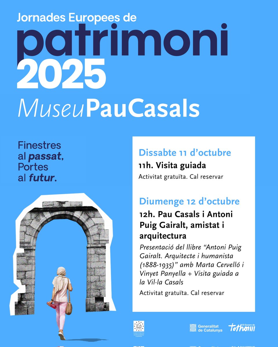 🏛 Aquest cap de setmana celebrem les Jornades Europees del Patrimoni #JEP2025 amb dues activitats especials al museu:
🔸️Ds 11/10: Visita guiada
🔸️Dg 12/10: Pau Casals i Antoni Puig Gairalt, amistat i arquitectura. Presentació de llibre+visita
🔗 paucasals.org/museu/activita…