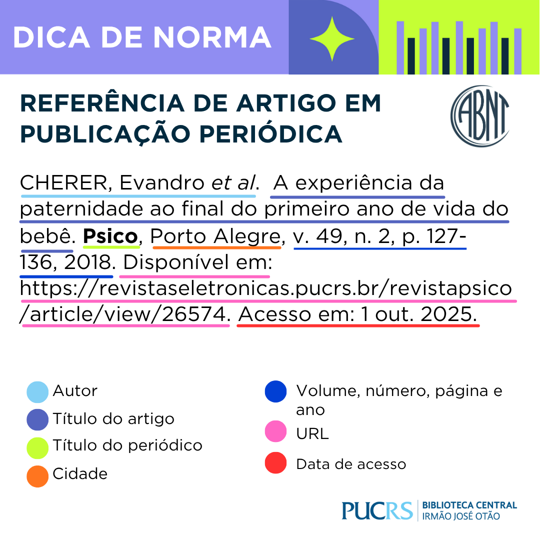 Biblioteca PUCRS (@bibliotecapucrs) on Twitter photo Precisa fazer a referência de um artigo publicado em revista científica on-line? A Biblio te ajuda! 
Acesse os modelos de normas técnicas: biblioteca.pucrs.br/?p=255 
#bibliotecapucrs #abntdescomplicada #ABNT Precisa fazer a referência de um artigo publicado em revista científica on-line? A Biblio te ajuda! 
Acesse os modelos de normas técnicas: biblioteca.pucrs.br/?p=255 
#bibliotecapucrs #abntdescomplicada #ABNT