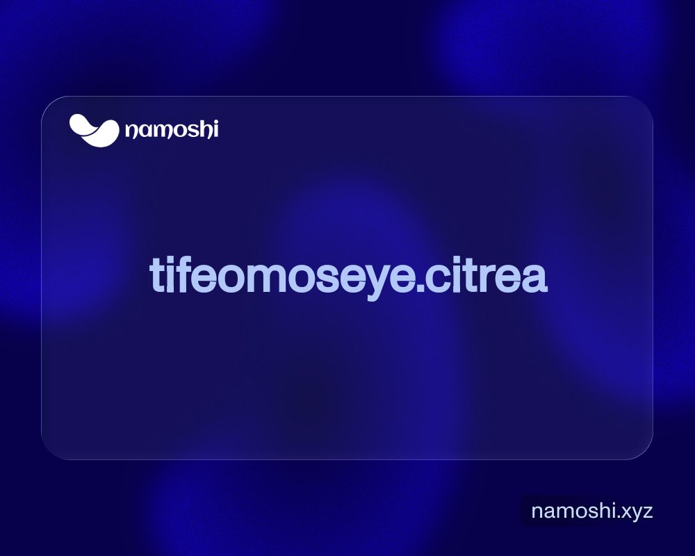 I just registered tifeomoseye.citrea on Namoshi! Go check it out:  testnet.namoshi.xyz/profile?domain… #namoshi #citrea #bapps
