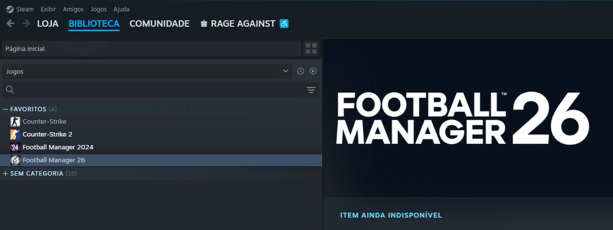 FM26 adquirido, agora é aguardar e esquecer da vida kkkkkk
#FM26