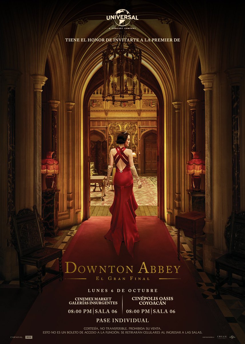 Te regalamos 10 pases dobles para ver Downton Abbey: El Gran Final! 👑
📅 Lunes 6 de octubre | 🕗 8:00 PM
Elige Cinépolis Oasis Coyoacán o Cinemex Market Galerías Insurgentes
Responde 👉 ¿En qué década se desarrolla la historia?
1️⃣ Sigue a <a href="/UniversalMX/">Universal Pictures México</a>
🎟️ ¡Los primeros 10 ganan!