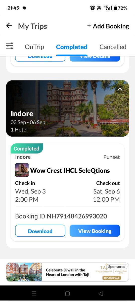writepuneetjain's tweet photo. @makemytrip refer this booking. Yet to receive 1500 Tak Voucher. Called Call center just now but no proper response. Pl help https://t.co/XNo9zVgiVg