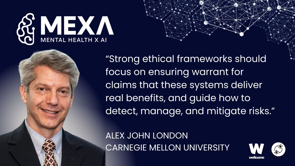 How can ethical frameworks guide #AI research for #MentalHealth?

We explored this question with Alex John London.

➡️ Read more here: buff.ly/LJy9D9e 

 #MEXA #OpenScience #GlobalResearch #MentalHealth #AI #Ethics #Collaboration
