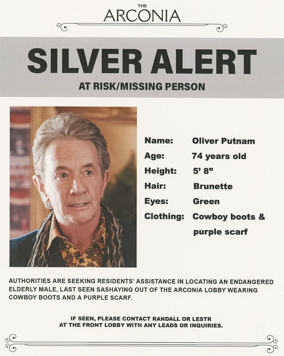 OnlyMurdersHulu's tweet image. Longtime Arconia resident Oliver Putnam has unfortunately been reported missing by his wife, Loretta. We ask that all residents please join us in a search for him tonight. 9 PM PT/12 AM ET on Hulu.
Please leave your well wishes for Oliver in our comments, we know he'll be…