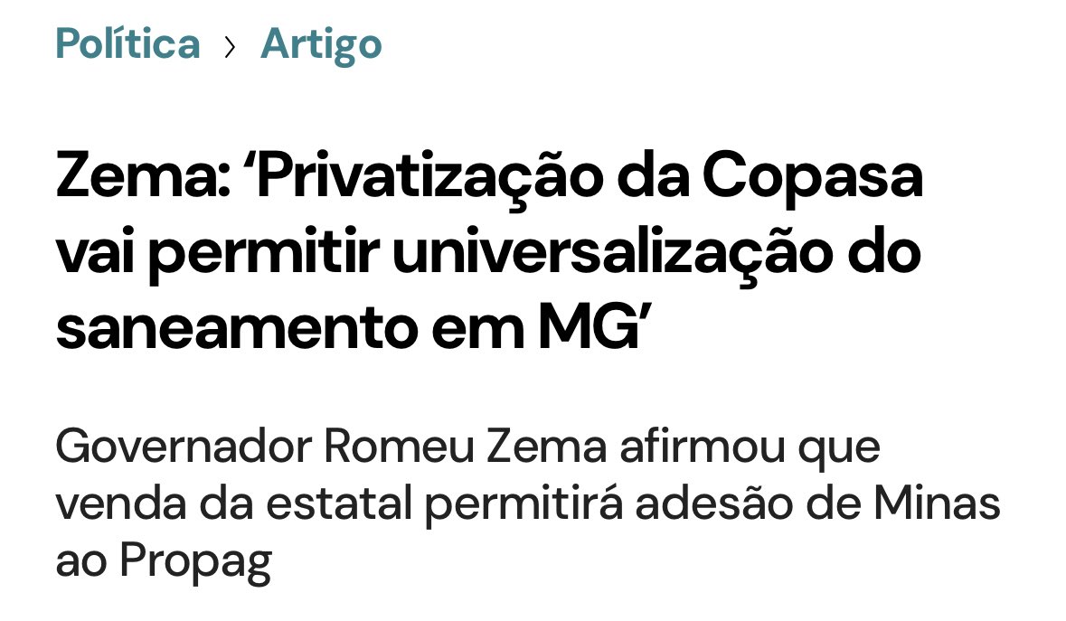 Eles estão sucateando a nossa empresa, impedindo investimentos e ampliações e tem a coragem de usar um argumento cínico desses. Todos os estados e municípios que já privatizaram água e saneamento viram o contrário. A Copasa é do povo!