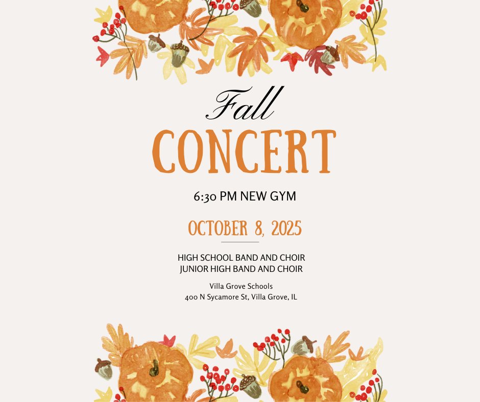 JH/HS Band and Choir Fall Concert - Wednesday, October 8th