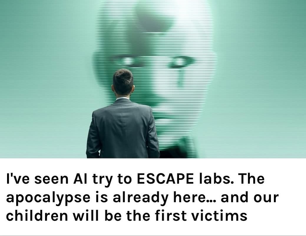 Nora86550493821's tweet image. Leading AI researchers warn, “I’ve seen AI try to ESCAPE labs. The apocalypse is already here… and our children will be the first victims” #ai #aiapocalypse #beastsystem 

🥹🤬😡