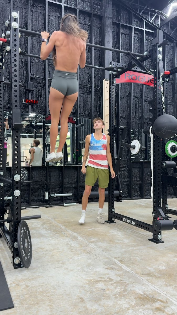 It's like he's never seen a girl at the gym before...