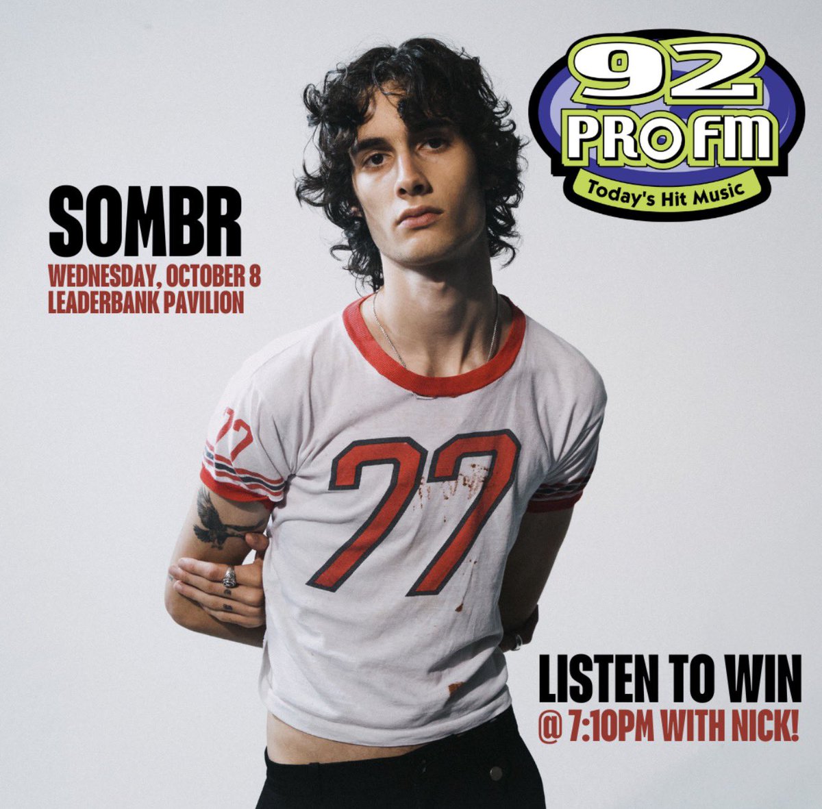 🚨We’ve got your chance to win last minute tickets to Sombr in Boston this Wednesday night with <a href="/nickonair_/">Nick</a> at 7:10pm and 8:10pm‼️

Listen⬇️

💻92profm.com
📱Free 92 Pro FM app
🔊”Play 92 Pro FM”