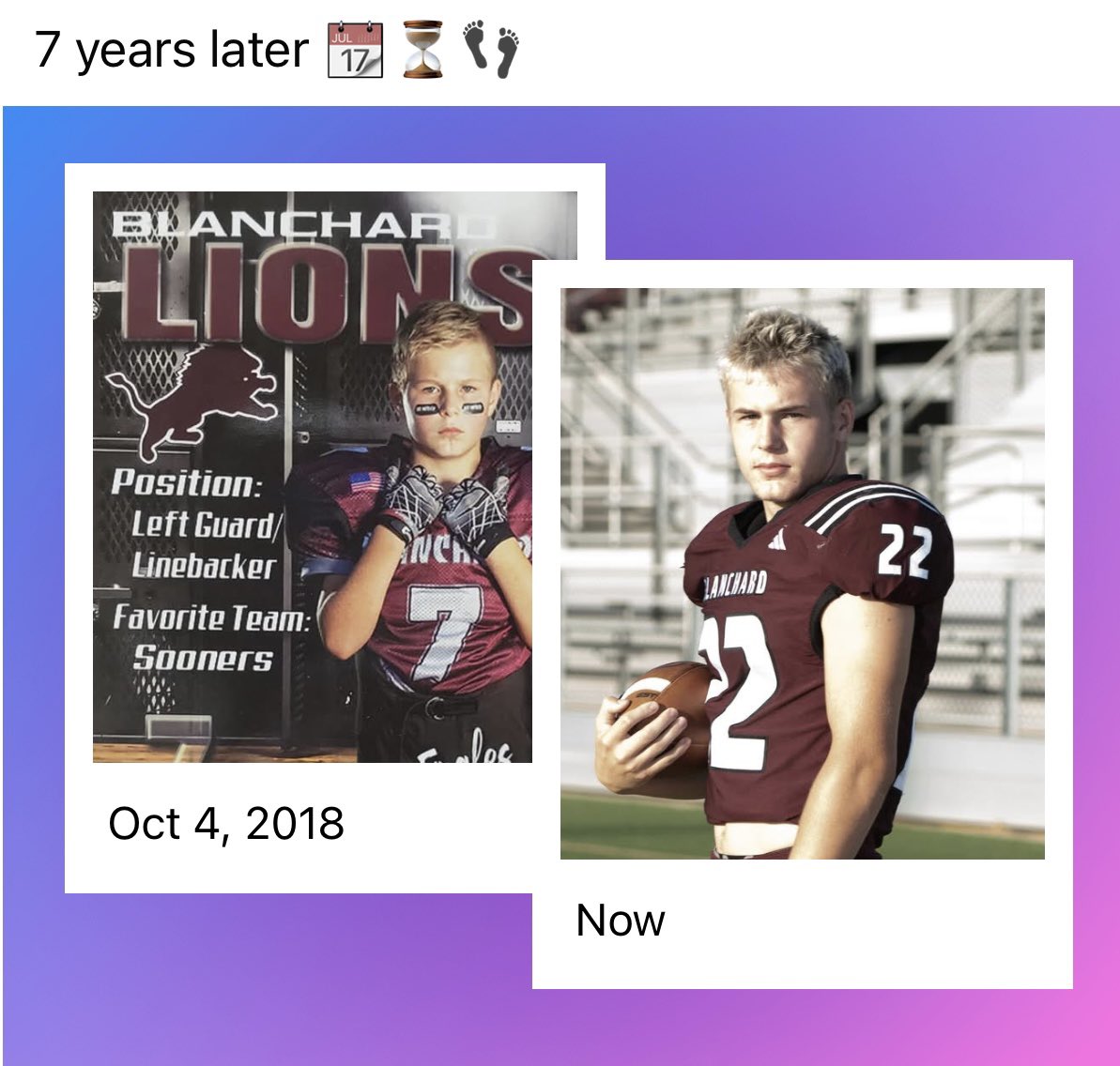 TEngles09's tweet image. 7 years later. The game’s still in me, just a little stronger now! #Linebacker #TightEnd #Class2028 #LionsFootball @Blanchard_FB @PlayBookAthlete @CoachPannone @Enrique__Davis @CSAPrepStar @OU_Football
