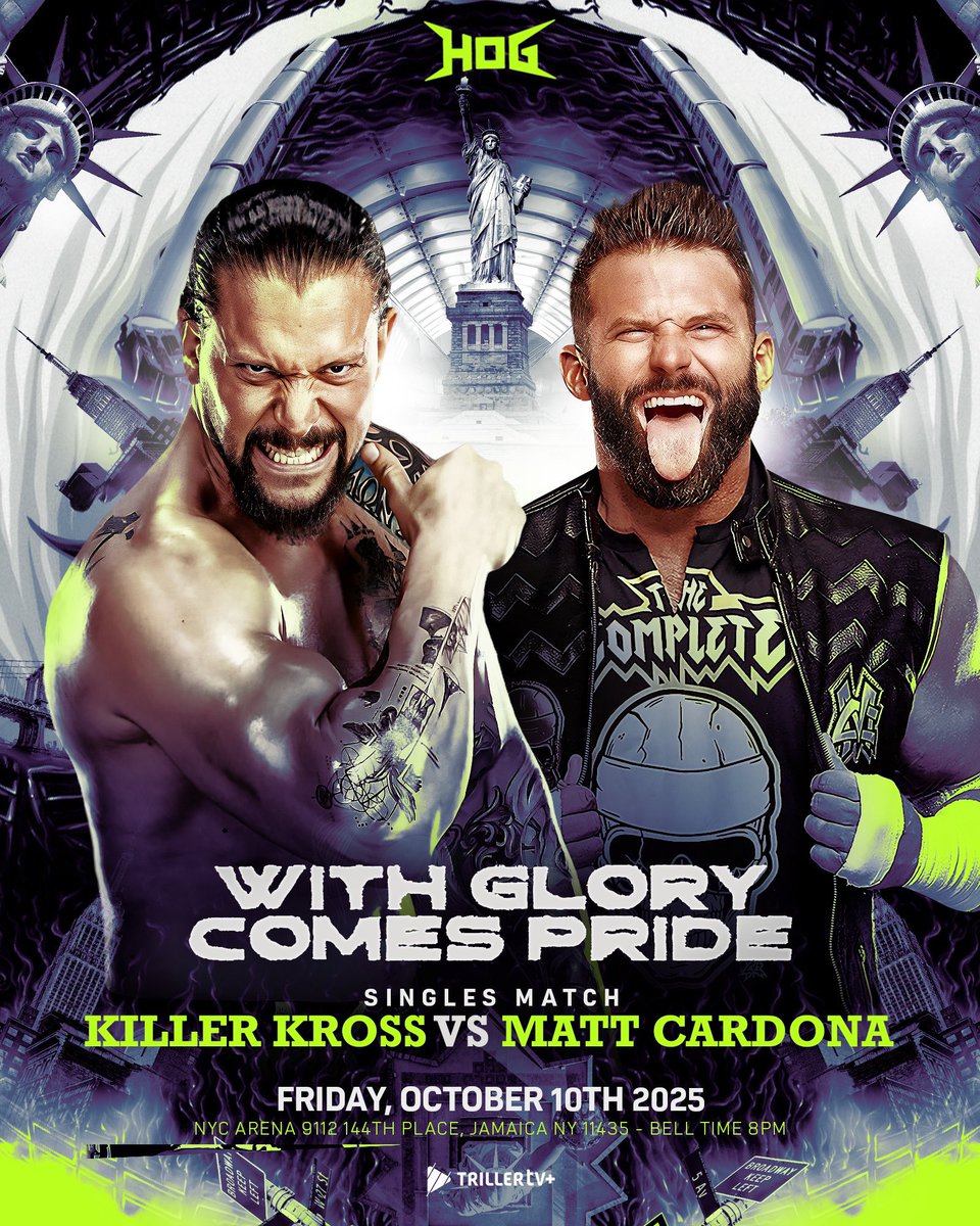 Triller_TV's tweet image. All eyes on NYC 👀🗽

@realKILLERkross vs. @TheMattCardona 

@indi_hartwell vs. @ZaydaSteel 

📺 #HOGGlory | Oct 10 | 8pm ET | TrillerTV+