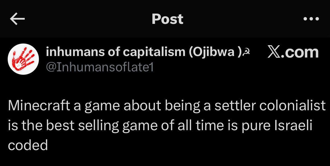 RTSG_Main's tweet image. “Minecraft is settler colonialism”

Leftists are shockingly stupid.