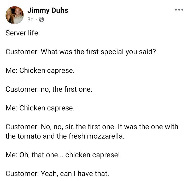 jamesduhs's tweet photo. A day in the life of a server... 🤦‍♂️🤷‍♂️🙏
#serverlife #lifeofaserver  #specialoftheday #thecustomersalwayshighmaitaince
#howiseverything #whatamiwaitingfor
#tiredofwaiting #FML #CheckPlease #goodthingscometothosewhowait #godhelpme #MondayVibes #MondayMotivation #MondayMindset https://t.co/5CXj9euKyk