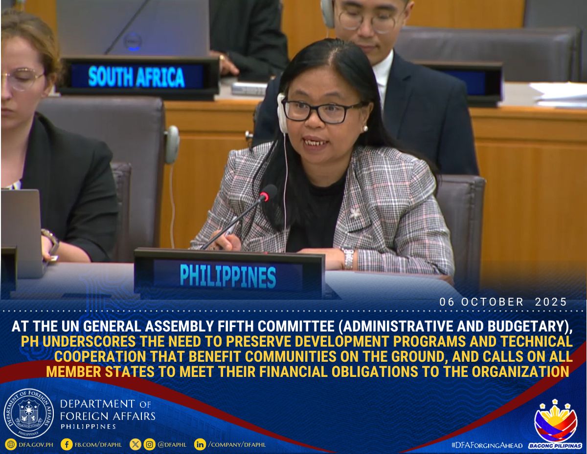 PHMissionNY's tweet image. At the opening meeting of the #FifthCommittee for #UNGA80,🇵🇭PH Deputy Permanent Representative (DPR) Leila C. Lora-Santos reiterated that cost-efficiency measures should not undermine development programs and technical cooperation that directly benefit Member States on the ground