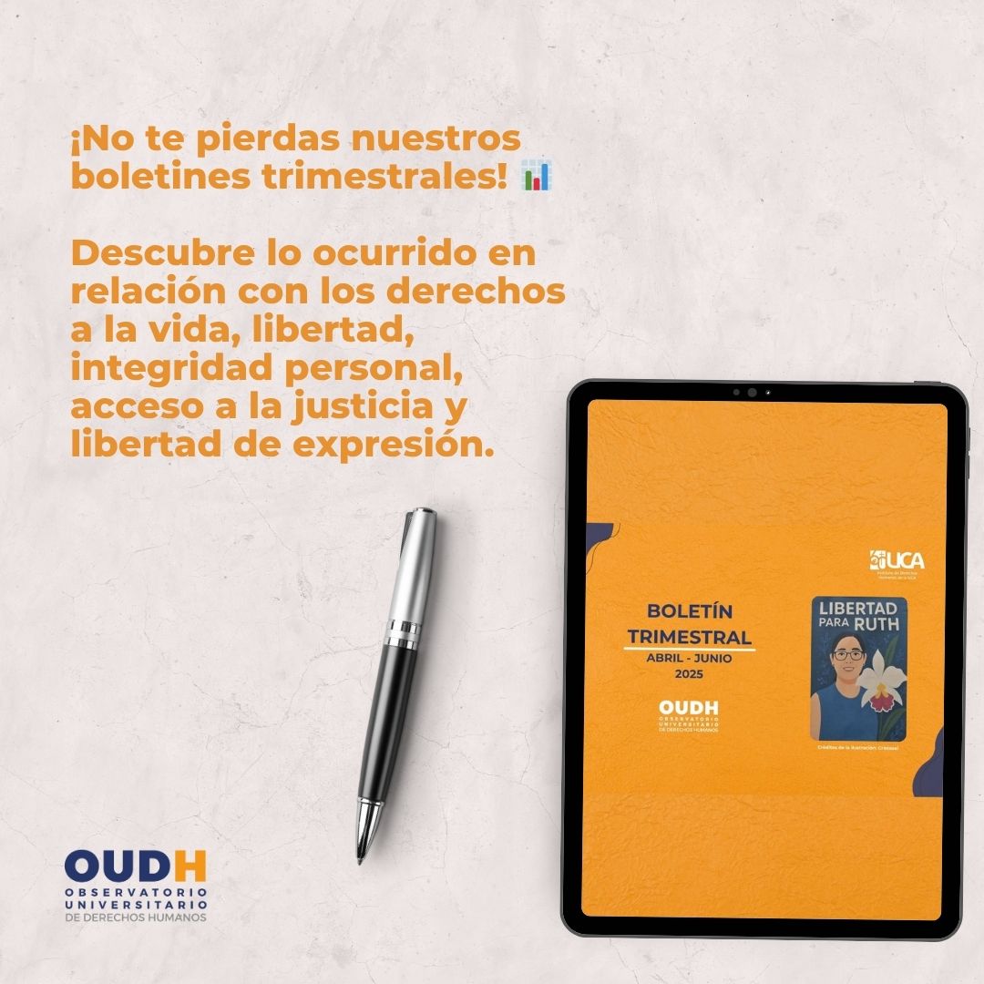 oudhsv's tweet photo. ¡No te pierdas nuestros boletines trimestrales!    

En nuestro sitio web encontrarás información clave sobre la situación de #DerechosHumanos en #ElSalvador .

 Visítanos y mantente informado: https://t.co/8wuN95LZBS https://t.co/oSSufgZOE9