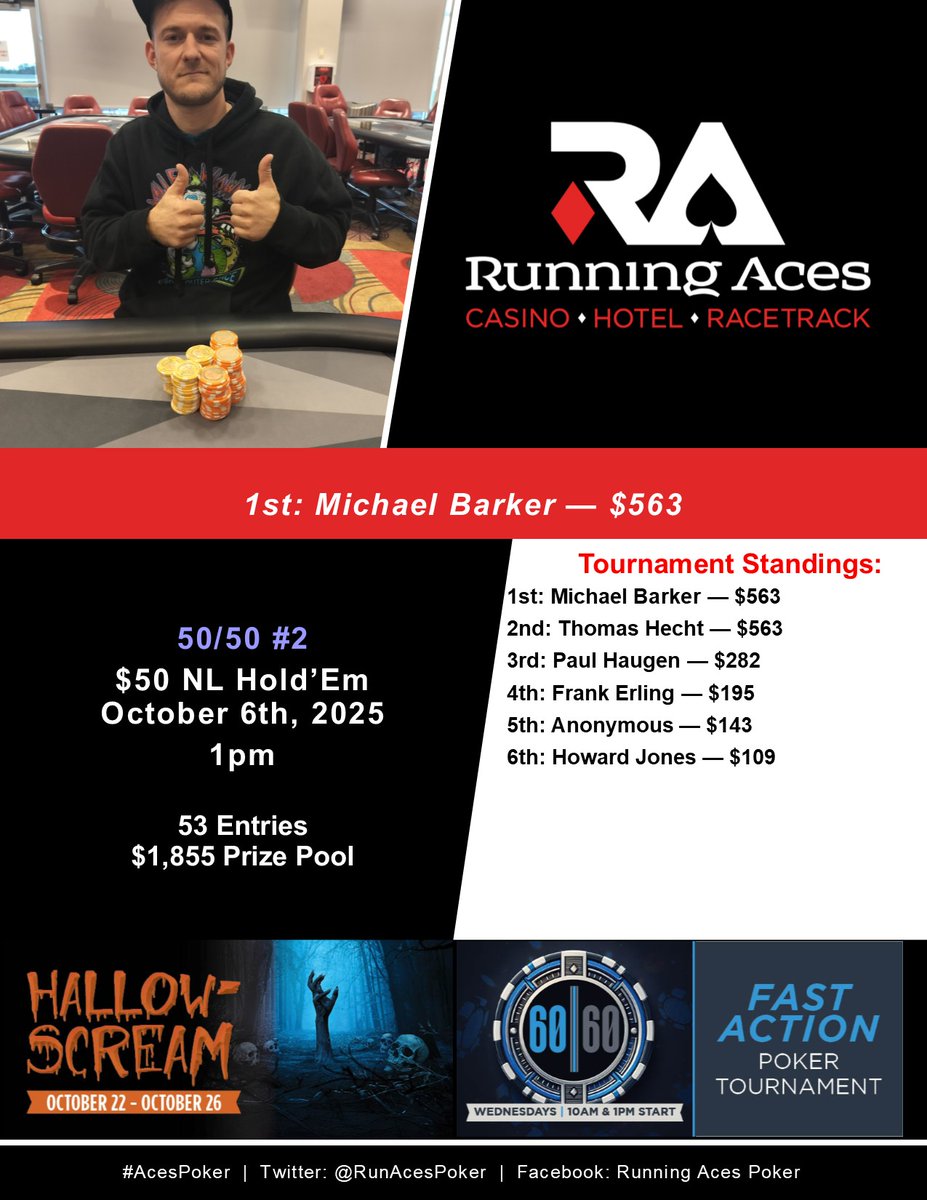 1pm Results! #AcesPoker