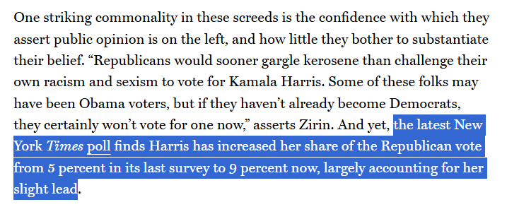 Last August, Chait said Harris needed to do everything possible to show she's a centrist and to upset progressives. Two months later, he said that's exactly what she was doing and that it was working. Then she lost, so now he has to pretend the opposite happened.