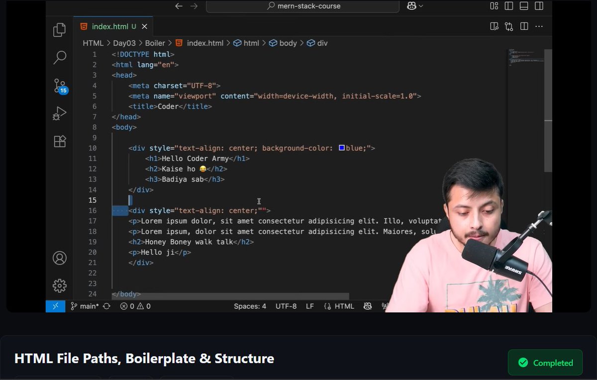 pawan_bisht777's tweet image. 3. Master file path &amp;amp; the perfect #HTML template to start every project professionally.🚀
📍Topics:
✅Relative/Absolute path
✅HTML file structure / Boilerplate
✅Tags: &amp;lt;div&amp;gt;, &amp;lt;header&amp;gt;, &amp;lt;main&amp;gt;, &amp;lt;footer&amp;gt; 
✅class, id

Notes: notion.so/HTML-Hyper-Tex…
Github: github.com/IamPawan777/Fu…