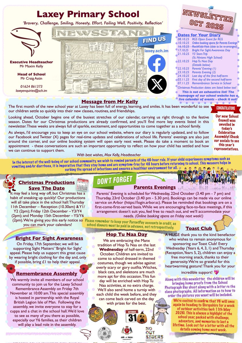 We ended last week with the first Friday of the month which means that the October newsletter was published. Copies were sent home with the children, and it can be found on the "School News" tab on our website. Spare hard copies are available from the school too!