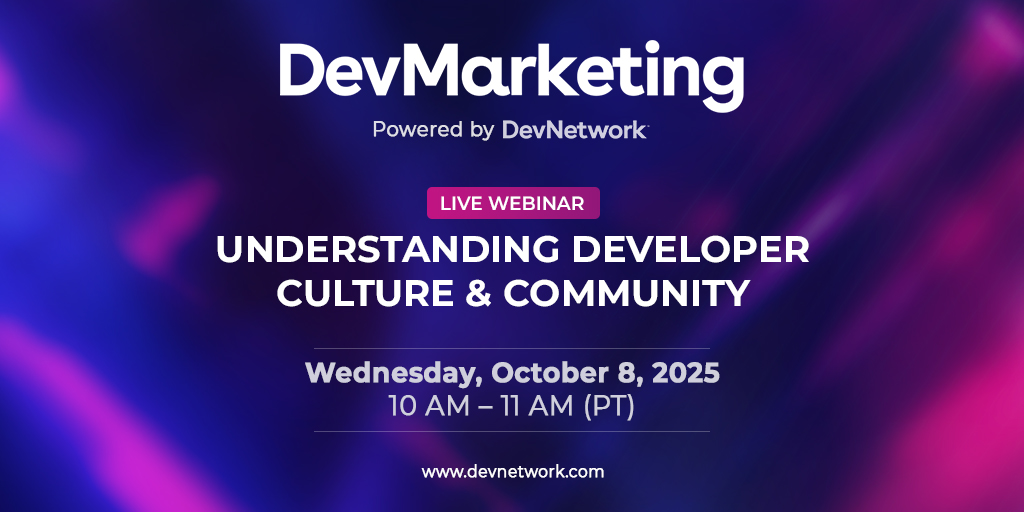 DeveloperWeek's tweet image. Developer culture is NOT a stereotype.
It’s a living, evolving community powered by influence & shared knowledge.
Join our live webinar to understand how to really engage developers.
Oct 8 | 10 AM PT
Register here: devnetwork.com/devmarketing/#…
