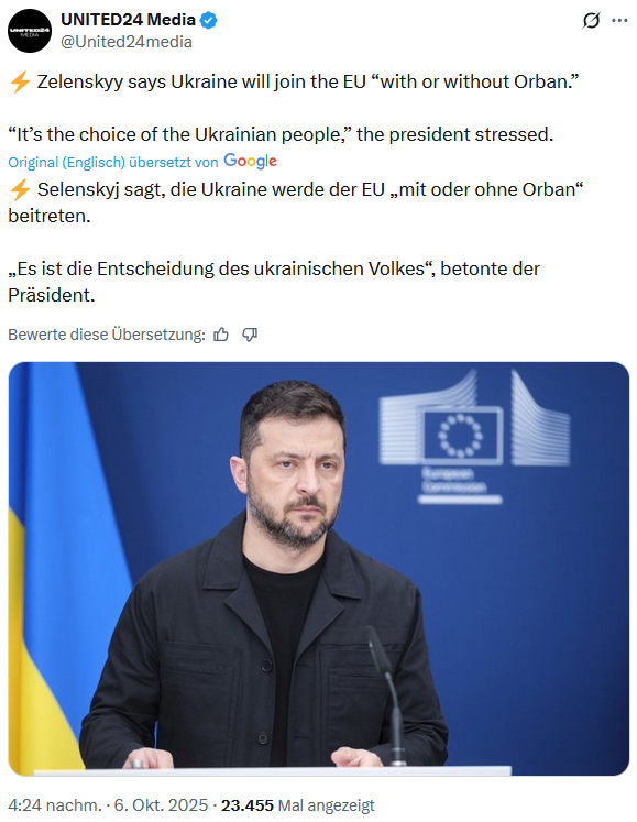 Nein, Herr Selenskyj, die Frage einer EU-Mitgliedschaft der Ukraine ist nicht die Entscheidung des ukrainischen Volkes, sondern die Entscheidung der Völker der EU-Mitgliedsstaaten!