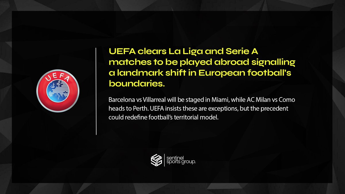 ⚽️ <a href="/UEFA/">UEFA</a> has reaffirmed its opposition to domestic league matches being played abroad, warning that doing so would “undermine the sporting and social fabric” of European football.