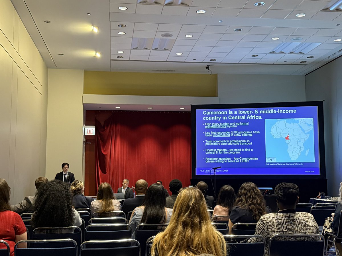 CaseyChunMD's tweet photo. Enjoying a weekend of firsts: visiting Chicago, presenting at a surgery conference, &amp; meeting folks at @AmCollSurgeons's #ACSCC2025. Grateful for my mentors &amp; the opportunity to present our research on the Lay First Responder pilot in Cameroon on behalf of @pase_UCLA. https://t.co/qjiZ6CAGw2
