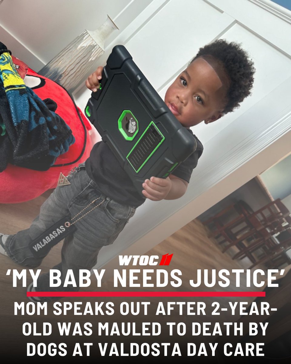 A mom in Georgia is speaking out after her 2-year-old son was killed by two Rottweilers while in the care of an unlicensed day care provider. wtoc.com/2025/10/06/my-…