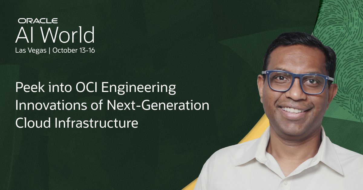 OracleCloud's tweet image. Get a first look at OCI’s latest industry leading innovations at this #AIWorld session with our own Pradeep Vincent: social.ora.cl/6010A5Y1o