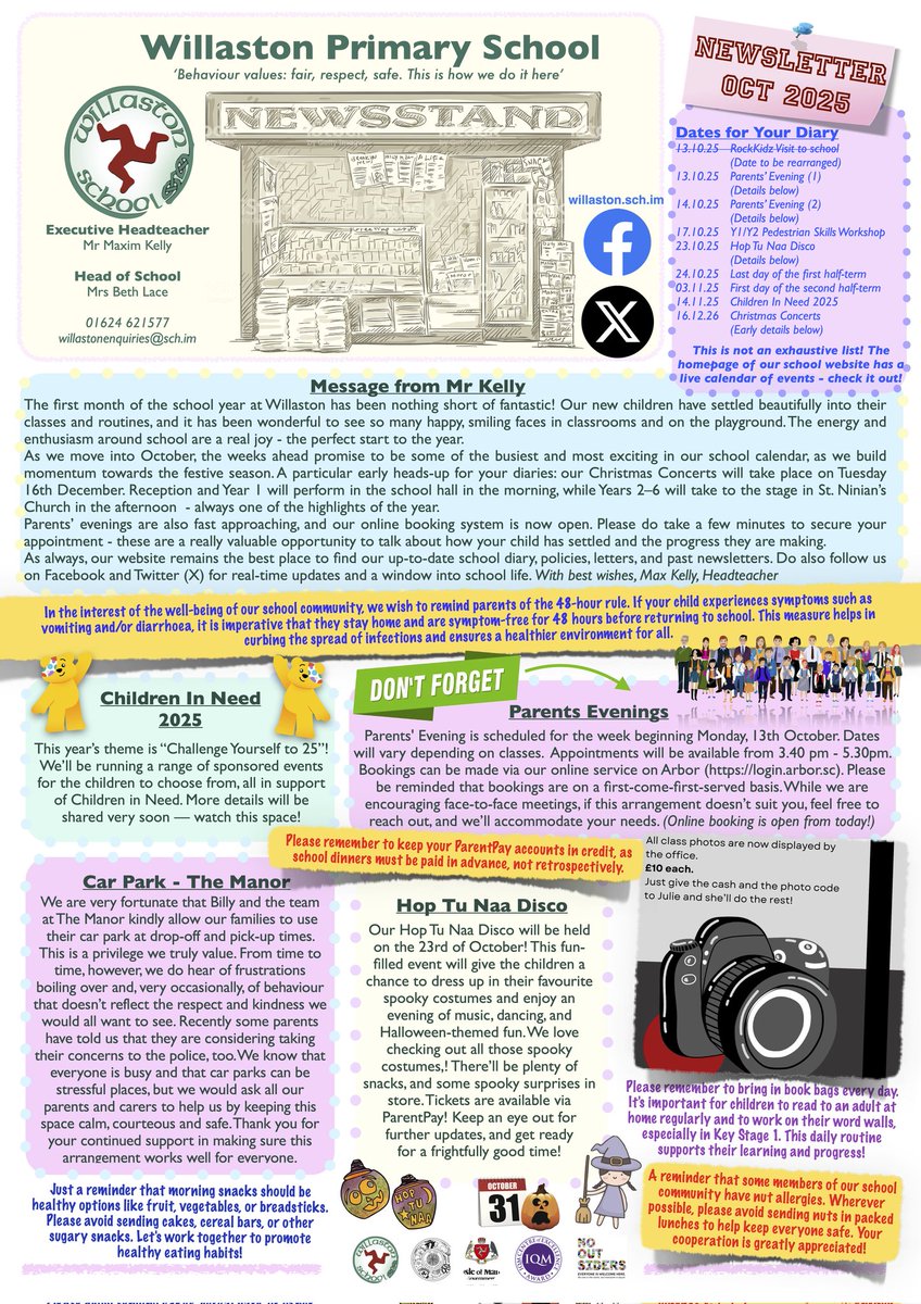 We ended last week with the first Friday of the month which means that the October newsletter was published. Copies were sent home with the children, and it can be found on the "School News" tab on our website. Spare hard copies are available from the school too!