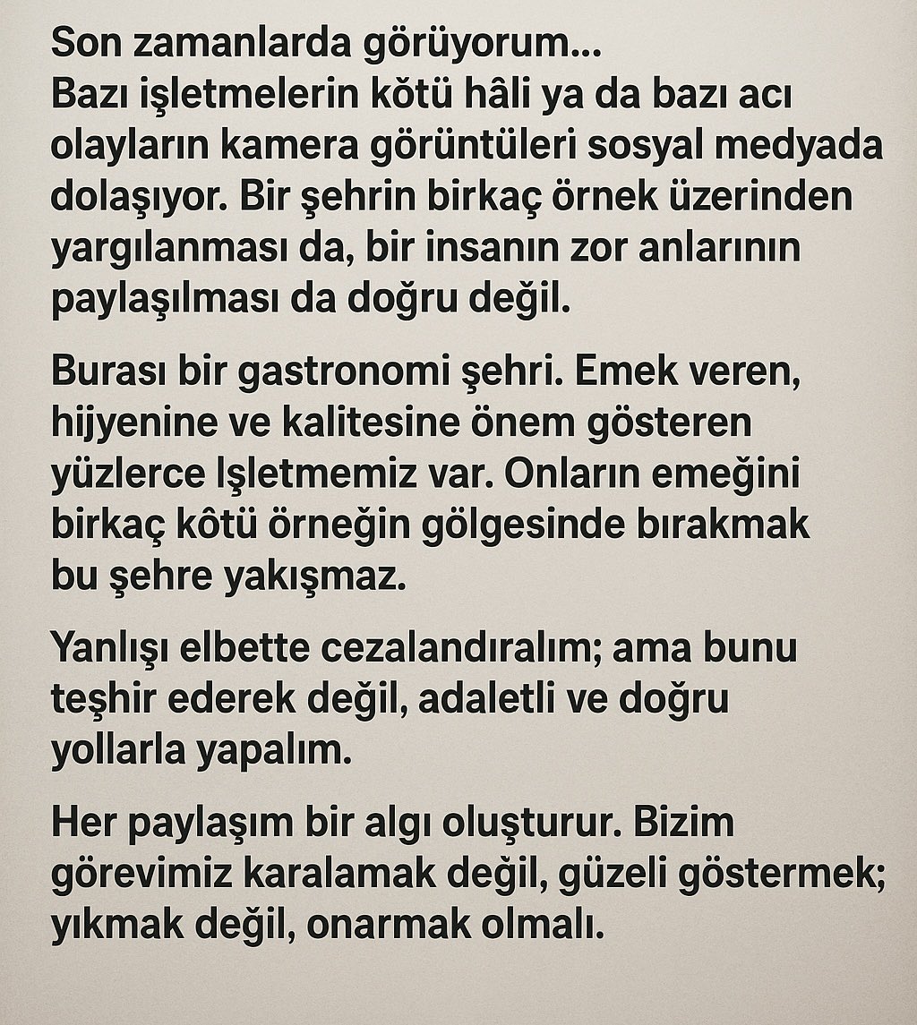 Paylaşmak Değil, Korumak Gerek

📍 Burası bir gastronomi şehri.
📍 Burası sadece Türkiyede örnek gösterilen değil dünyada örnek gösterilen şehirdir.  
<a href="/gantepvaliligi/">Gaziantep Valiliği</a> 
<a href="/GaziantepBeld/">Gaziantep Büyükşehir</a> 
<a href="/GundemiAntep27/">Antep Gündemi</a>