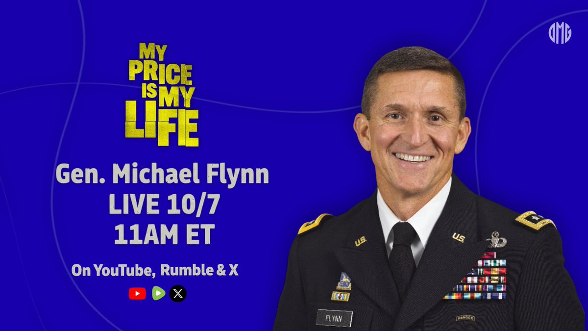 OKeefeMedia's tweet image. Join us tomorrow at 11am ET for a NEW episode of My Price Is My Life with Lieutenant General Michael Flynn! Become a subscriber to join the LIVE Q&amp;amp;A at the end of the show! @GenFlynn 

Subscribe: okeefemediagroup.com/get-full-acces…
YT: youtube.com/@okeefemedia?s…
Rumble: rumble.com/user/OkeefeMed……