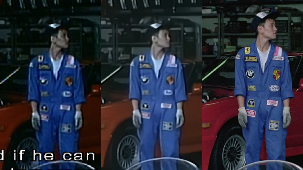 I don't think anyone has gotten around to this (or not that I've seen at least) but I will try to get this released within the week. Shuto Kôsoku Trial 1 in HD with English subs. Last comparison is DVD, the AI Upscale most Westerners would've seen on YouTube, and my rip.