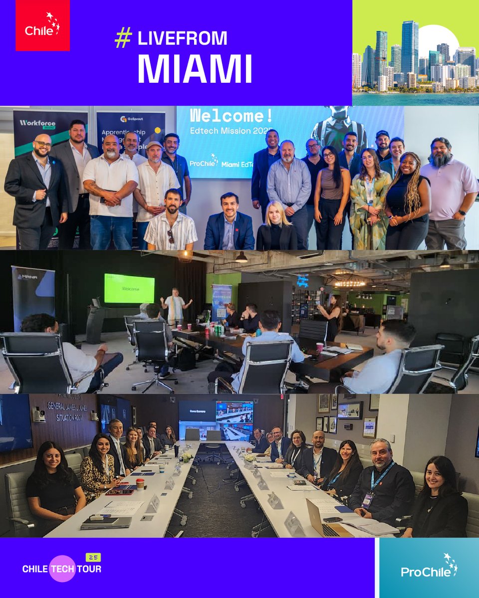 prochile_us's tweet photo. 🔵 🇨🇱✨ Just a few hours away from closing the first day of Chile Tech Tour 2025.

Today, in Washington D.C. and Miami, our 27 Chilean companies and scaleups strengthened connections with the leading innovation ecosystems in the U.S.

#ProChile #ProChileUSA #ChileTechTour https://t.co/ESUHPcmCa0