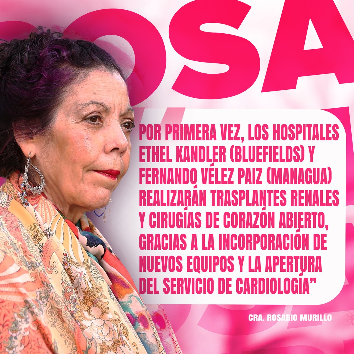 La compañera Rosario Murillo, Copresidenta de Nicaragua, anunció que en los próximos meses las familias nicaragüenses estarán presenciando el relanzamiento de hospitales con más tecnología y mejor infraestructura.