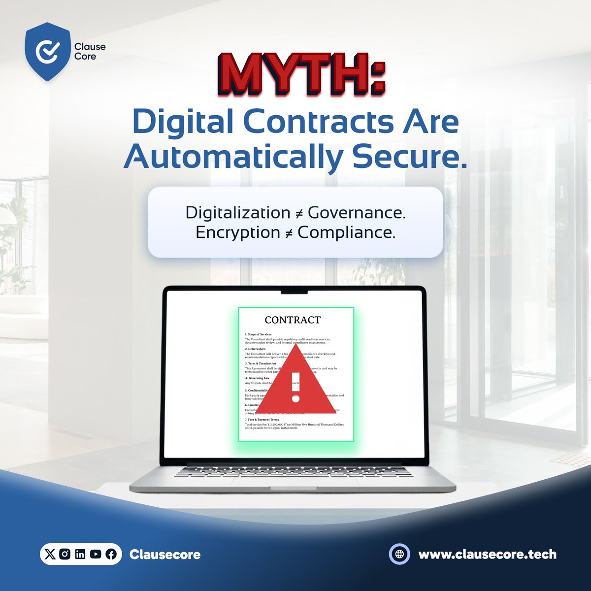 clausecore_AI's tweet image. Digital ≠ Secure.
Most teams assume that once a contract is online, it’s automatically safe.
But digital doesn’t always mean protected, especially when governance and audit control are missing.

Let’s unpack this 👇

#DigitalContracts #LegalTech