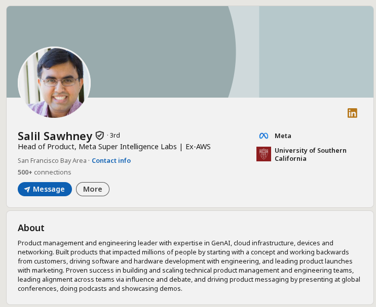 RealMetaCompany's tweet photo. We've been receiving more spam mail for Salil Sawhney than anyone else.

Head of Super Intelligence Labs can't even type his email right. https://t.co/5ZLVFzlW1a