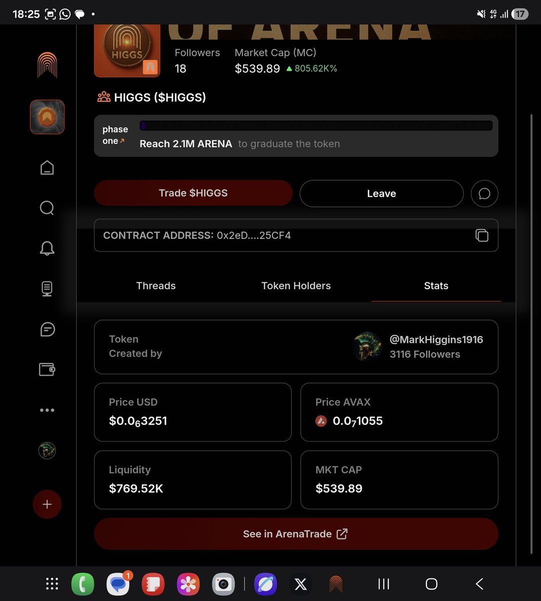The God Particle just landed on <a href="/thearena/"></a>
$HIGGS isn’t just another meme, it’s energy condensed into a coin

🌌 Every buy expands the universe.
🧬 Contract: 0x2eD8750B3760aAA507Eb1285b5c201E0B7f25CF4
⚛️ Price: $0.06325
🔥 Market Cap: $539
🚀 Goal: Reach 2.1M ARENA to graduate