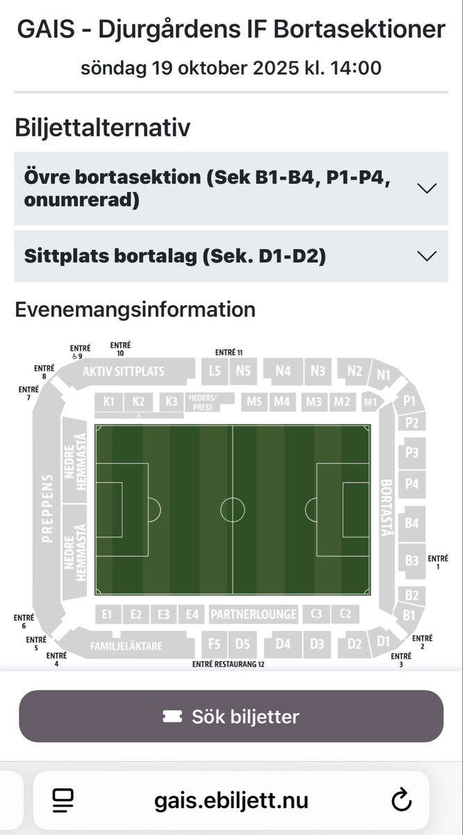 Tomwhye1's tweet image. Länge sen det va klassisk biljetthets här på X med dagliga uppdateringar och räkna pluppar på sektioner.  Vad sägs?

gais.ebiljett.nu/Tickets/Select…

@difpodden
@jarnkaminerna 
@Sofialaktaren1