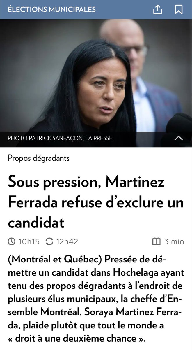 Probablement la première erreur majeure pour Ensemble Montréal qui faisait plutôt bien depuis la rentrée. Nous devons protéger un débat public sain. Le candidat est un multirécidiviste récent de l’injure. Sa deuxième chance, il l’aura dans 4 ans.