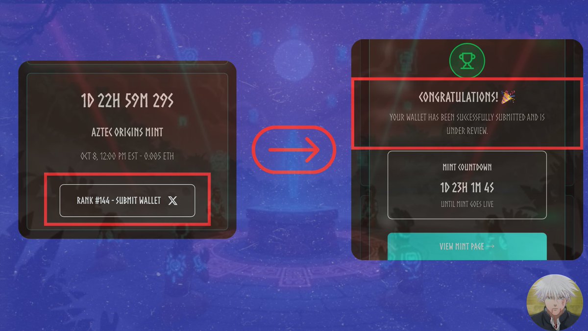 goku_xc's tweet image. ๐Wallet Submission
Iโm Rank #144 Eligible for WL
๐ท๏ธ Visit ๐aztecorigin.com
๐ท๏ธ Connect your X Account
๐ท๏ธ Submit EVM wallet Address
โฐEnding: 48hrs
๐ท๏ธ@AztecOriginsNFT Supply: 1888
๐ app.blever.xyz/drops/aztec-orโฆ
๐ท๏ธ Mint Price: 0.005 ETH ($23)
๐ท๏ธMint Date : Oct 8, 12:00โฆ