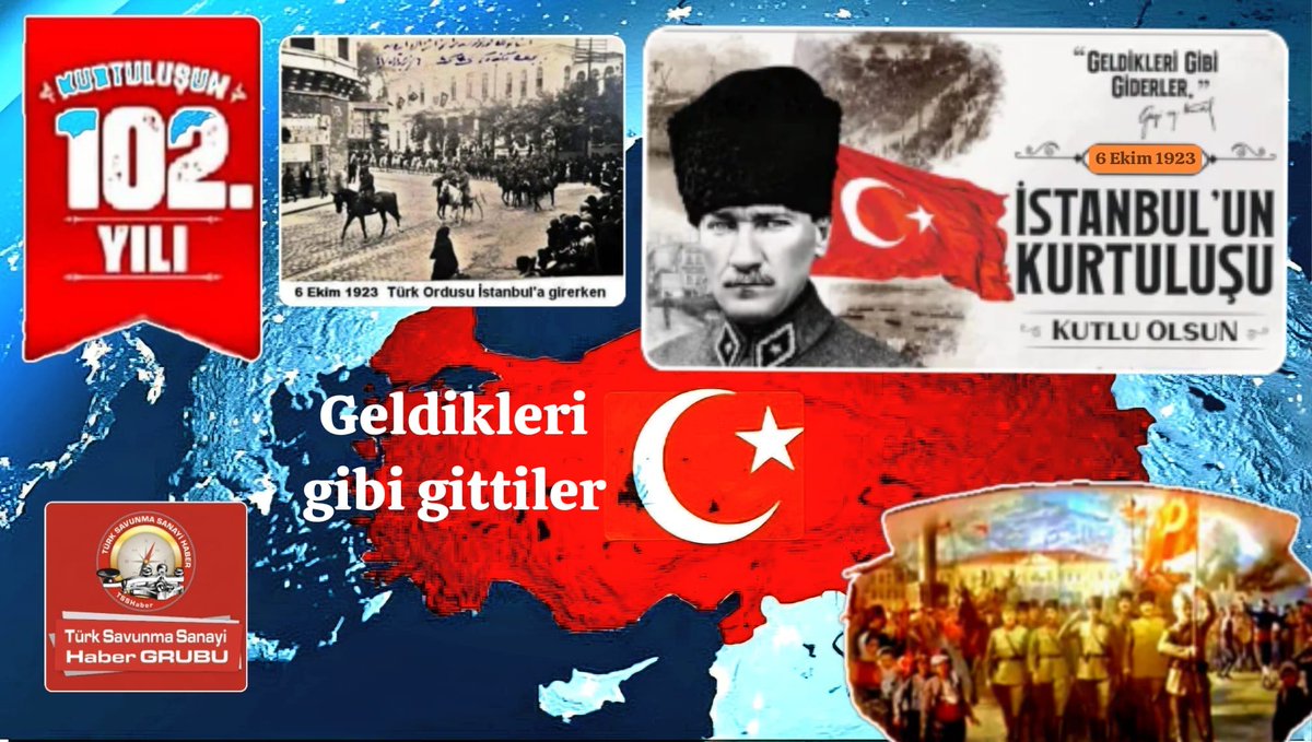 İstanbul'un İşgalden Kurtuluşu - 6 Ekim 1923 ✍️

İstanbul'un düşman işgalinden kurtuluşunun 102.yılı kutlu olsun 👏. 

13 Kasım 1918'de başlayan İstanbul işgali 6 Ekim 1923'de Türk Ordusunun girişi ile sona ermiştir. ❤️🇹🇷