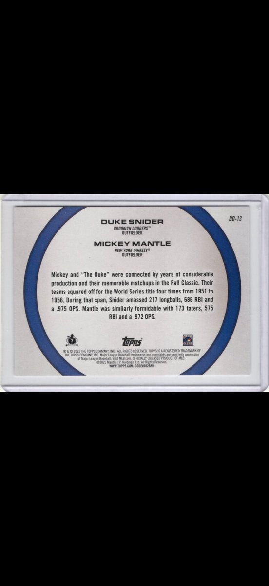 TBTradesCards's tweet image. Mickey Mantle vs. Duke Snider — two icons, countless World Series battles.
 Which legend are you taking in their prime? ⚾
 #MLB #MickeyMantle #DukeSnider #TBTradesCards