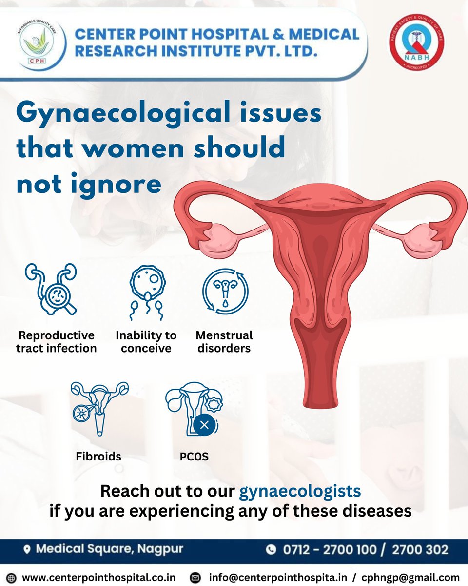 InfoCenterPoin2's tweet photo. Don’t ignore the signs your body gives you! 🌸
Your health matters — from menstrual disorders to PCOS, every symptom deserves attention and care. 💗
At Center Point Hospital, Nagpur, our expert gynaecologists are here to support your journey to better health. 🌷
#WomensHealth https://t.co/B68jTyGcXy
