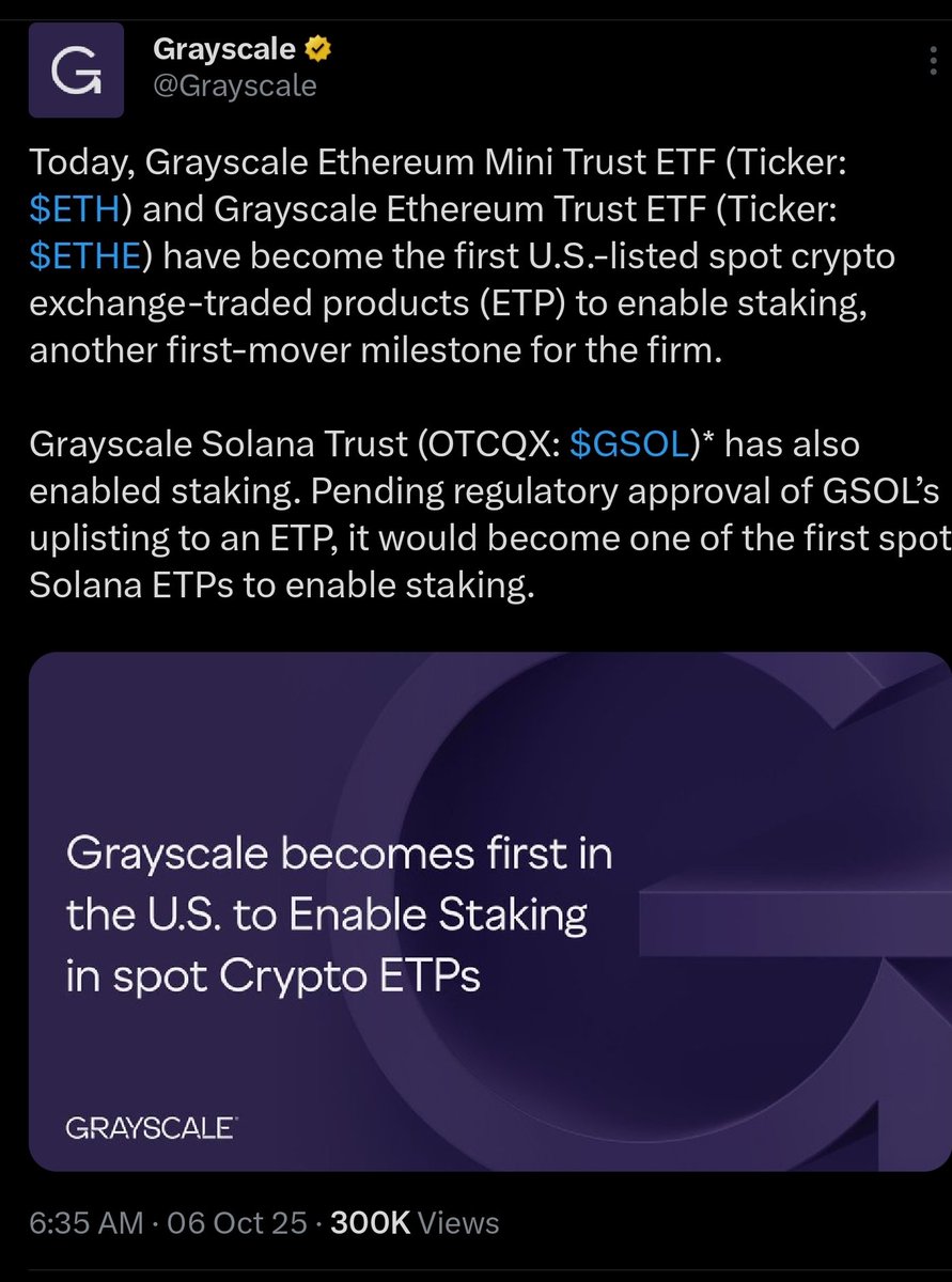 Today is a landmark moment for the crypto market. Grayscale has launched  staking in their Ethereum and Solana ETFs, the first in the US. The SEC  continues to move at a rapid